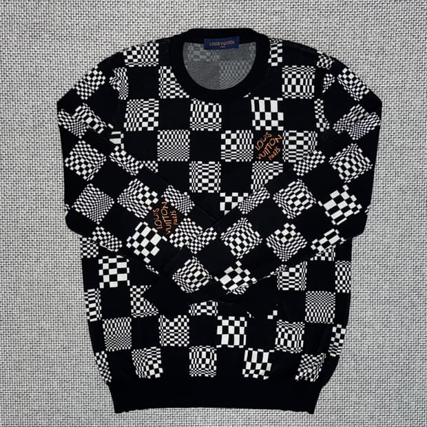 루이비통 다미에 크루넥 체크 니트