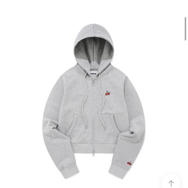 스몰 체리 크롭 후드 집업 (멜란지 그레이)