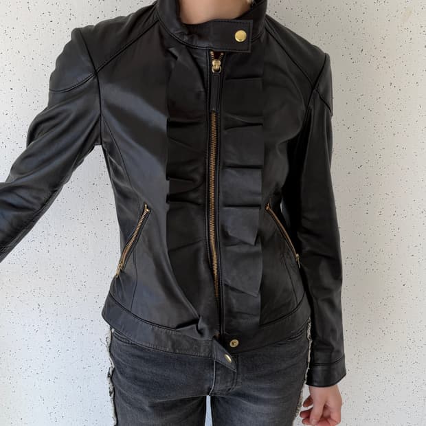 모스키노 프릴 레더 자켓