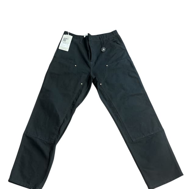 칼하트 wip 디어본 캔버스 더블 니 팬츠 블랙 린스드 36/32