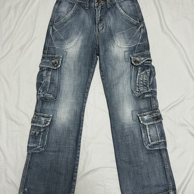 빈티지 워싱 데님 카고팬츠 S