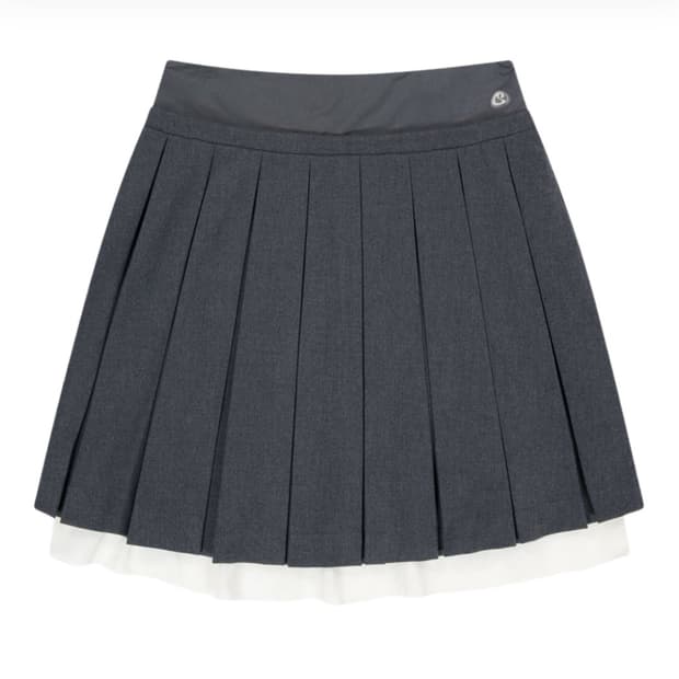 코이세이오 더블 웨이스트드 플리츠 스커트