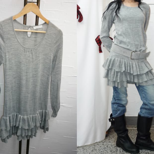 silver mist ruffle knit