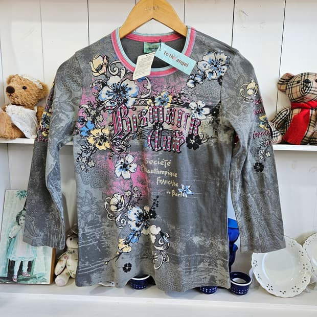 to the angel 플라워 스톤 프린팅 티셔츠