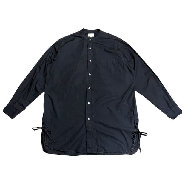 BEAMS 블랙 차이나카라 트임 셔츠 XL