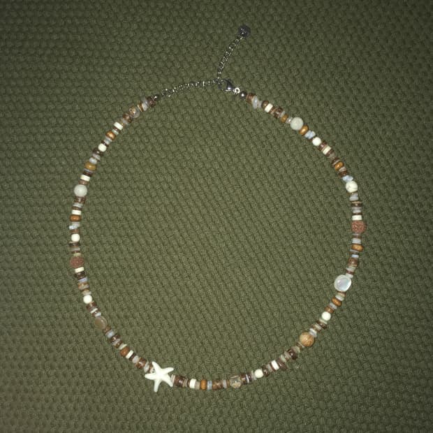 빈티지 브라운 믹스비즈 목걸이