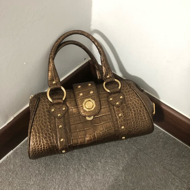 ARNALDO BASSINI brown python tote bag 