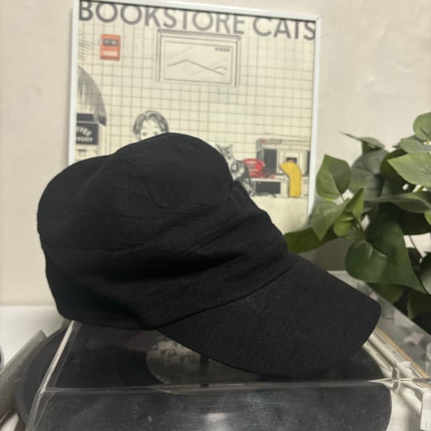 카시라 드레이프 블랙 린넨 캡