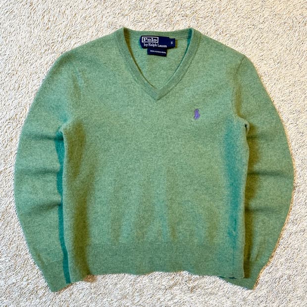 폴로 랄프로렌 메리노울 퍼플포니 라운드넥 니트 민트