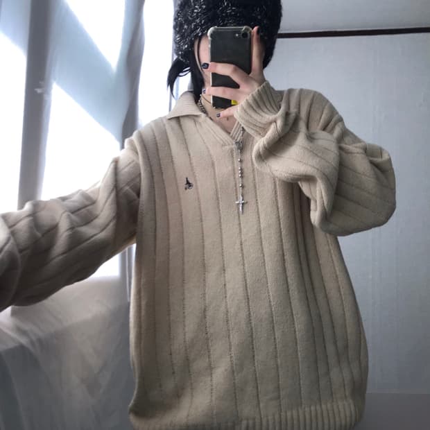 빈폴 베이지 카라 니트