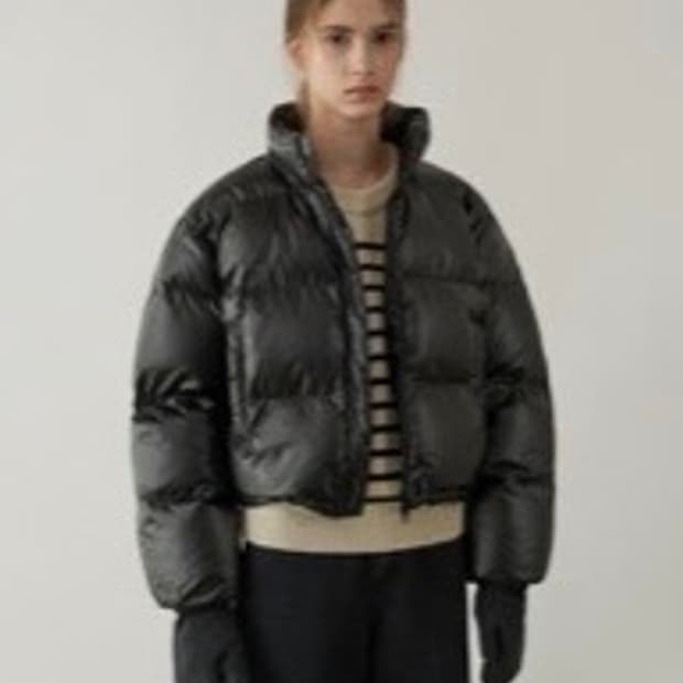 라퍼지 포 우먼 글로시 크롭 푸퍼 패딩 블랙 xs