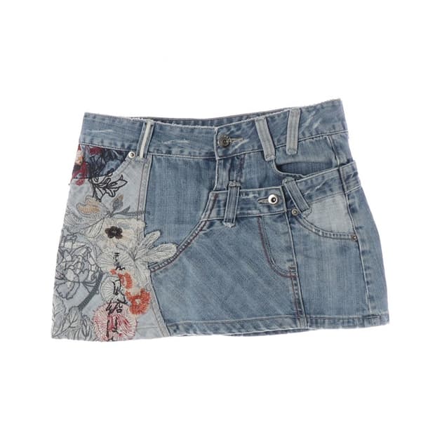 잇츠샐러드 Y2K 패치워크 데님 미니스커트
