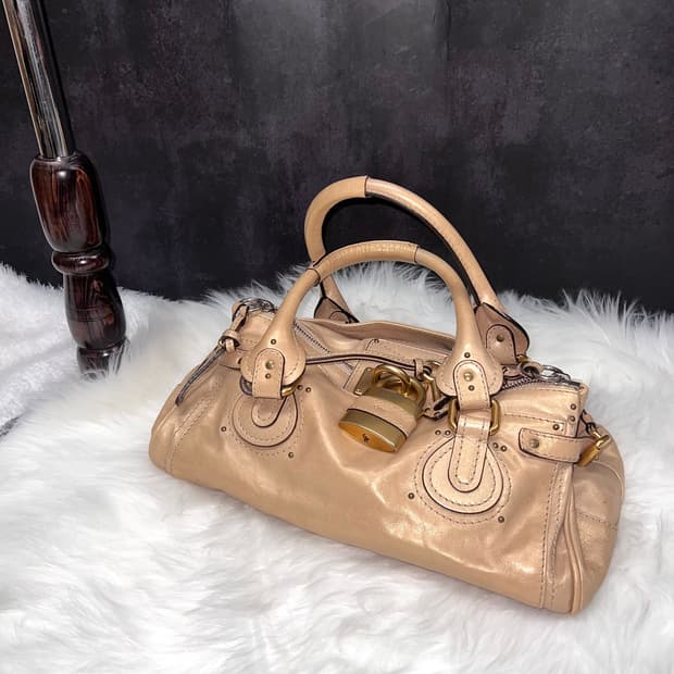 Chloe 끌로에 패딩턴 샴페인골드 레더 아카이브 자물쇠 토트백
