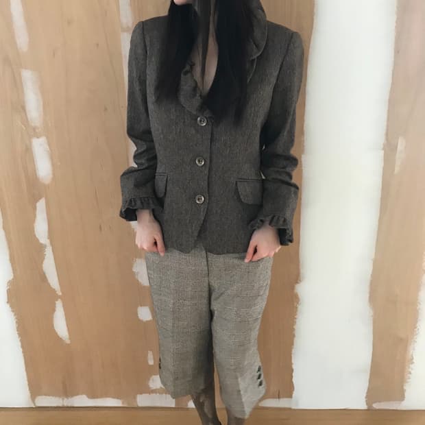 vintage check button capripants (28inch)