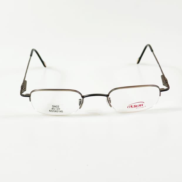 90s OXBOW 스퀘어 메탈 반무테 빈티지 안경