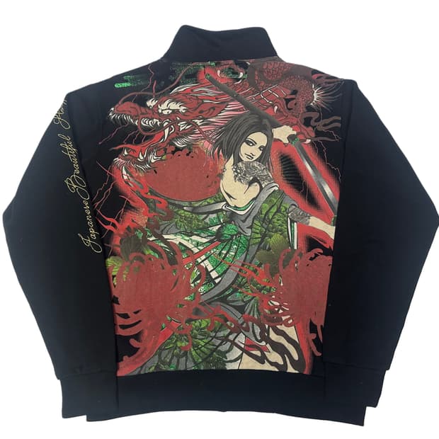 JPN Vintage 드래곤사무라이프린팅집업 새상품 M