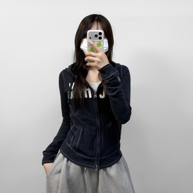 아베크롬비 피치 로고 후드집업 네이비