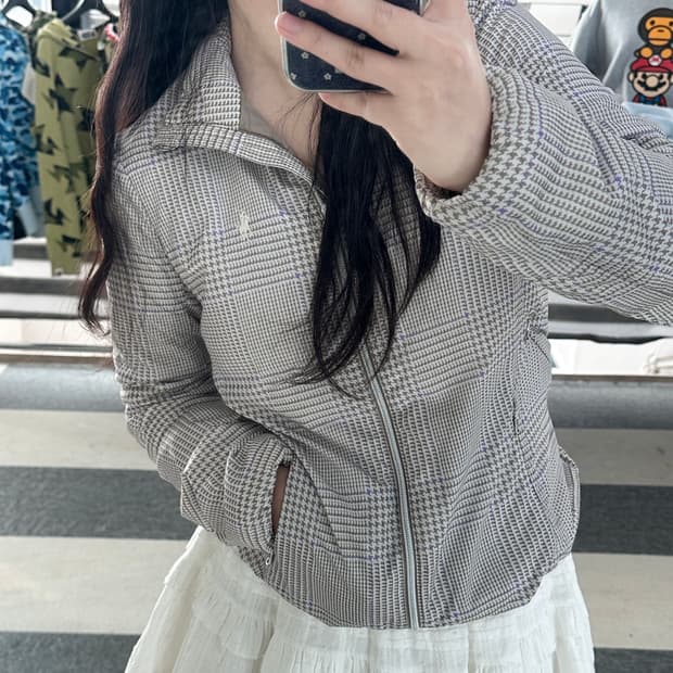 폴로 골프 하운드체크 패딩 점퍼  