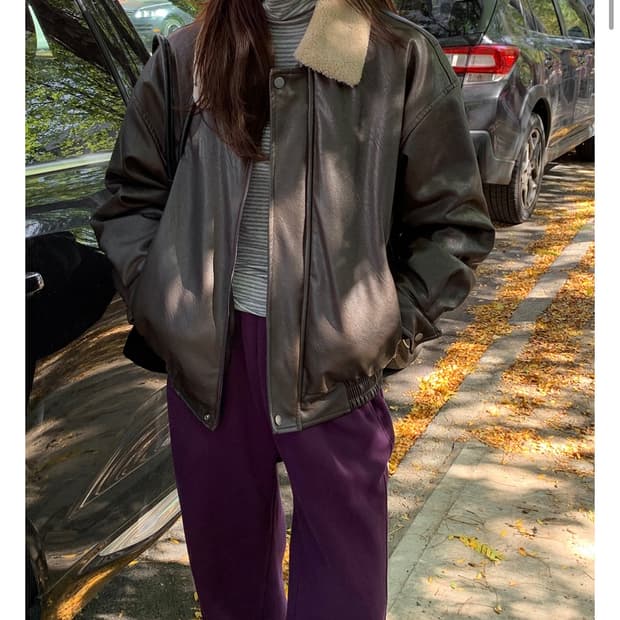 에드모어 헤일리 윈터 오버핏 무스탕 레더자켓 매트 브라운