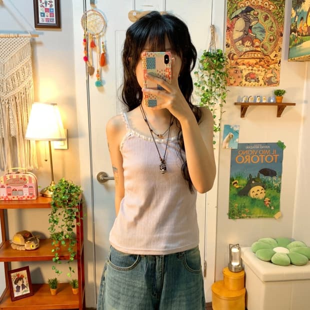 마지 젤리 밴딩 레이스 슬리브 핑크 japanese