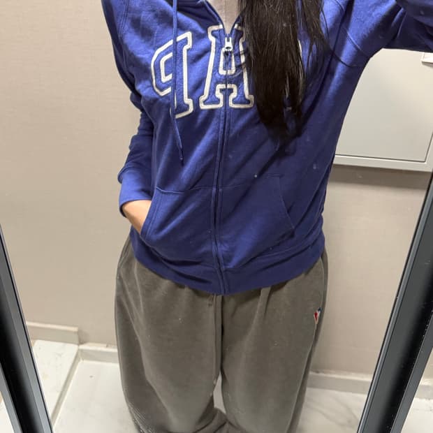 갭 블루 후드집업 L