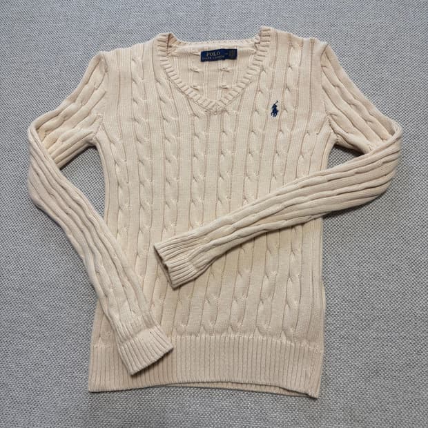 폴로 랄프로렌 브이넥 케이블 니트