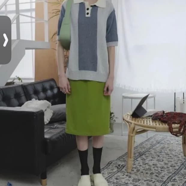 엔조블루스 라임 미디 스커트 새상품