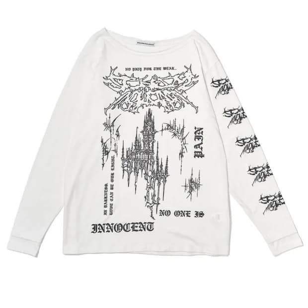 스키즘인듀싱 EMO OFF SHOULDER LS TEE IVORY