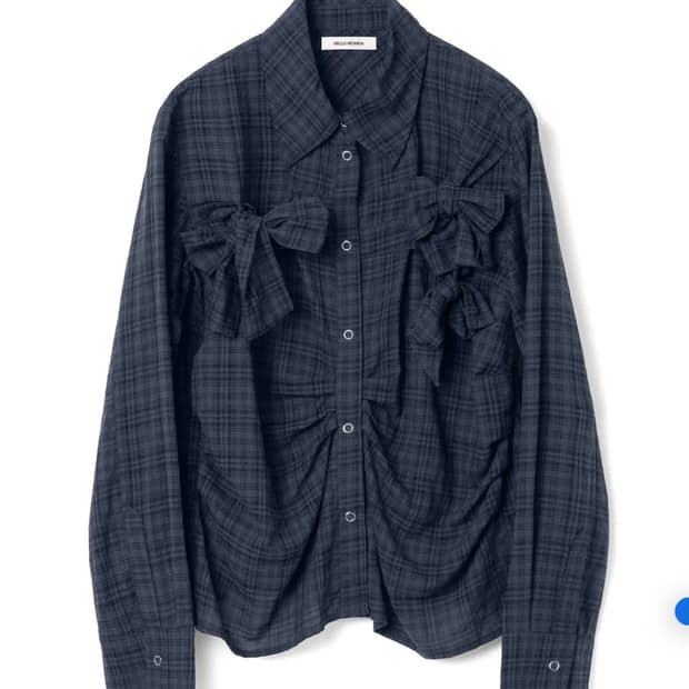 밀로우먼 리본 타이 셔츠 네이비