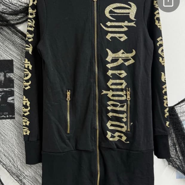 OOs punk wing printing long hood zip up