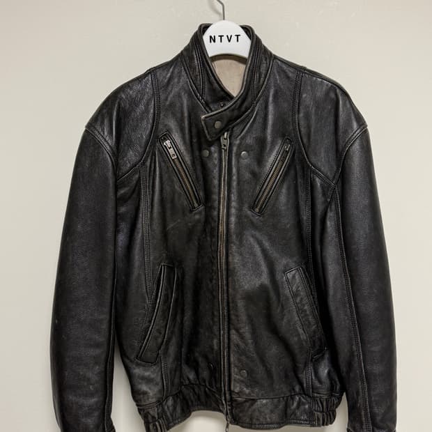 엘무드 스모커 카우하이드 바이커 레더 자켓 번트 블랙