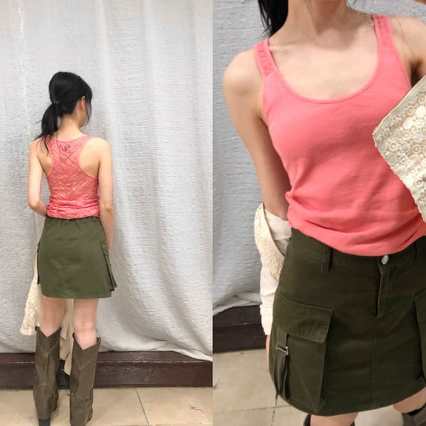 Coral mesh sleeveless