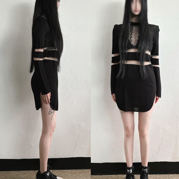 알렉산더왕 x h&m 플로팅 시스루 미니 원피스