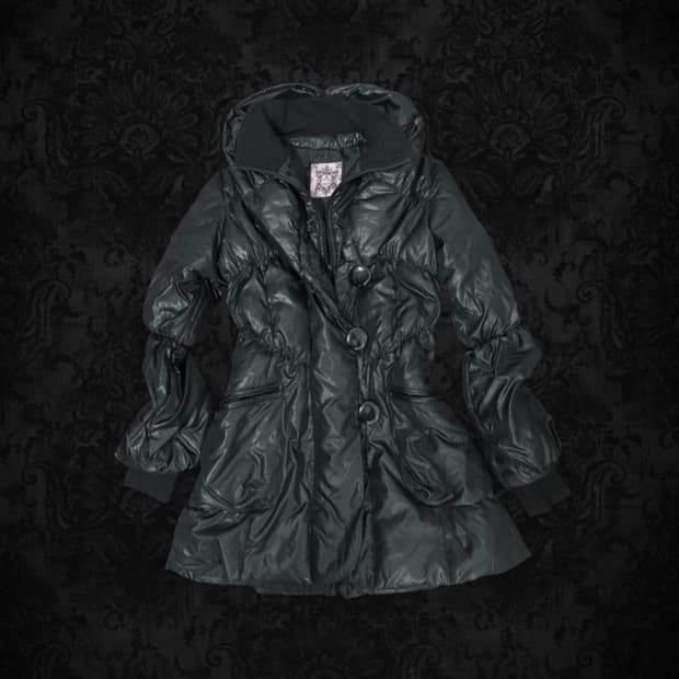  Big button black padded jacket