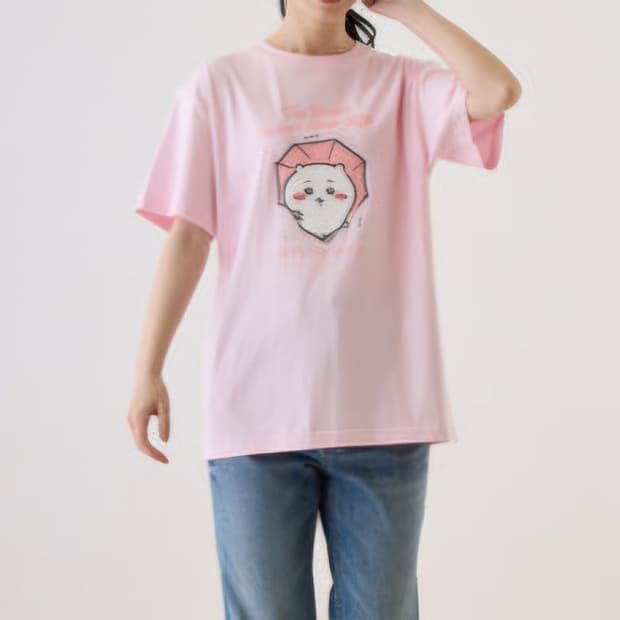 일본 먼작귀 치이카와 반팔 티셔츠 L/핑크/하치와레