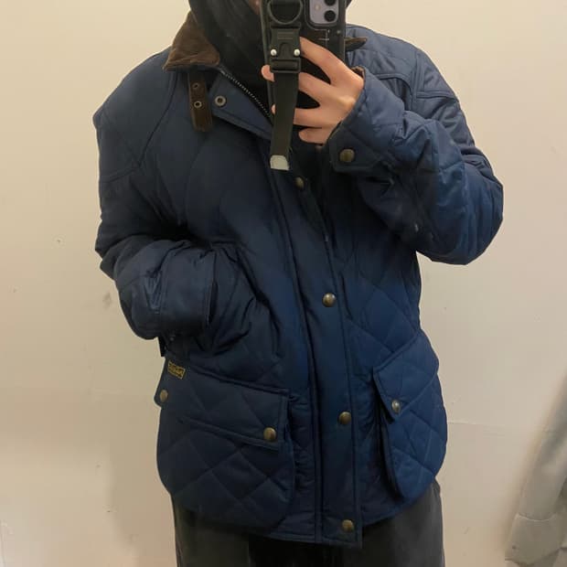 폴로랄프로렌 넥버클 네이비 퀼팅 자켓
