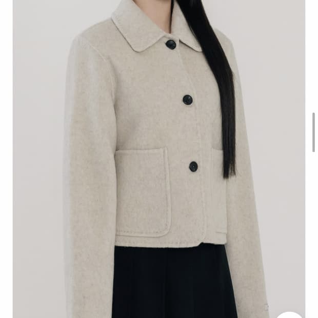 퓨레스트 울 카라 숏 핸드메이드 코트 오트밀 지그재그 에이블리