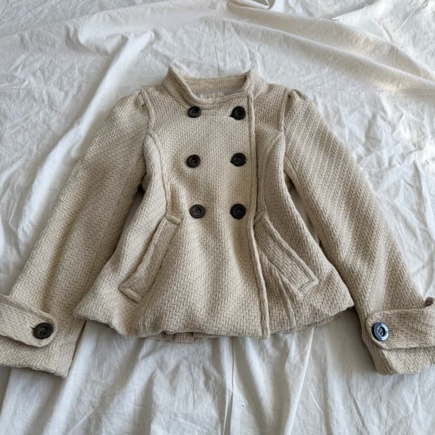 옐로우버터 라떼 갸루 러블리 딱붙 울 하프코트