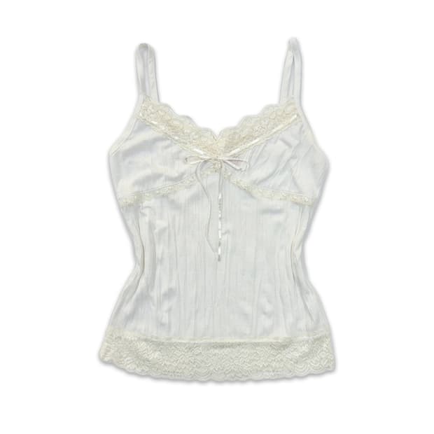 빈티지 화이트 레이스 리본 슬리브리스