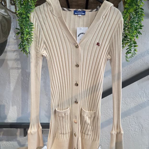 Burberry 버버리 아이보리 골지 니트가디건