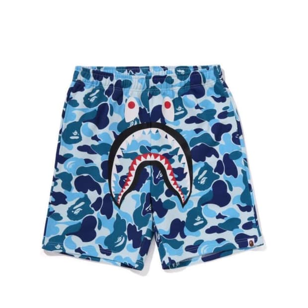 베이프 ABC 카모 샤크 스웨트쇼츠 블루