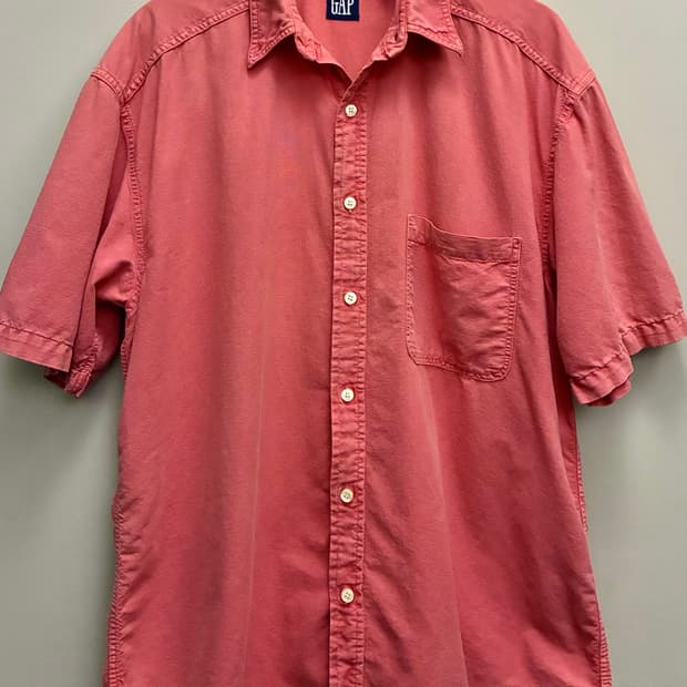 (M/105)90s USA Gap 올드갭 코랄 핑크 피그먼트 워싱 반팔셔