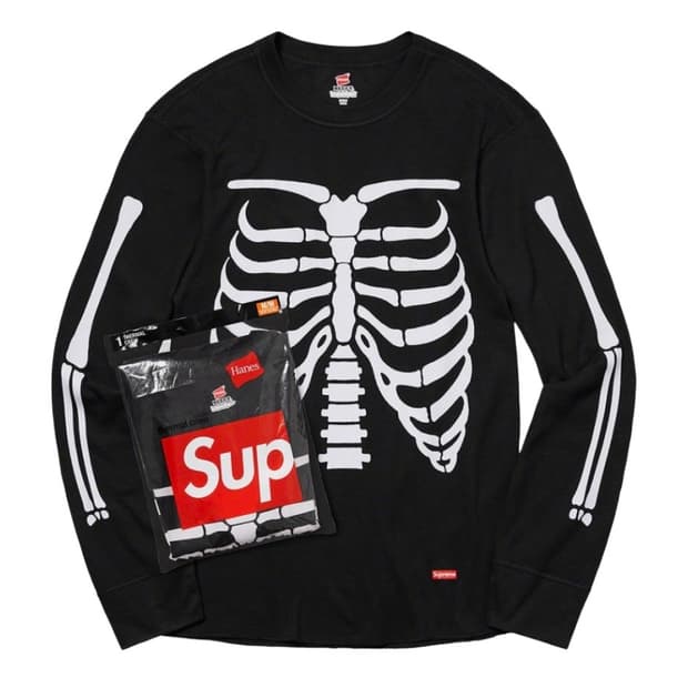 Supreme Hanes Bones Thermal Crew Black 