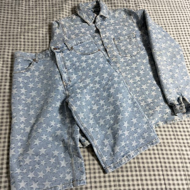 (M) ERL 이알엘 스타 패턴 데님 셔츠 + 반바지