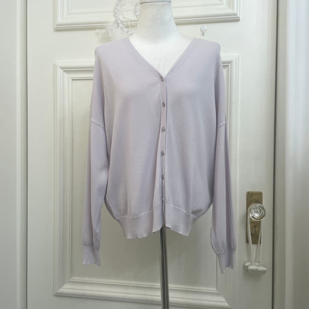 blue gray silver button basic cardigan