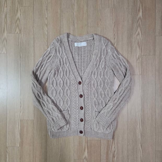 who's who Chico80s 복각베이지 짜임 카디건