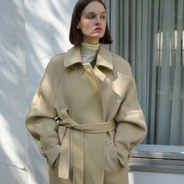 포저 pozer 레몬 헤링본 나그랑 롱코트