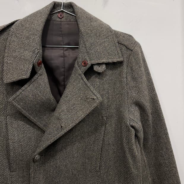 우영미 울 해링본 알파카헤어 더블카라 자켓