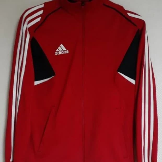 아디다스 팀니트 플리스 기모 져지 자켓 레드 95