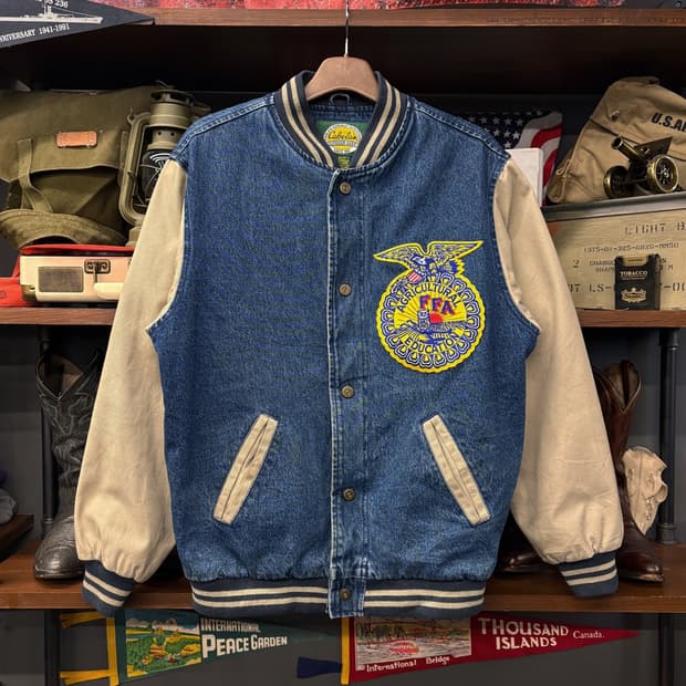 90s Cabla's FFA 빅패치 데님 코튼 바시티 자켓 N525